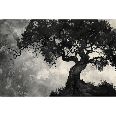 tableau noir et blanc arbre